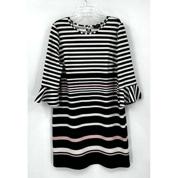 ILE NEW YORK shift sheath dress multi color 18 bell sleeve career business - Picture 2 of 9